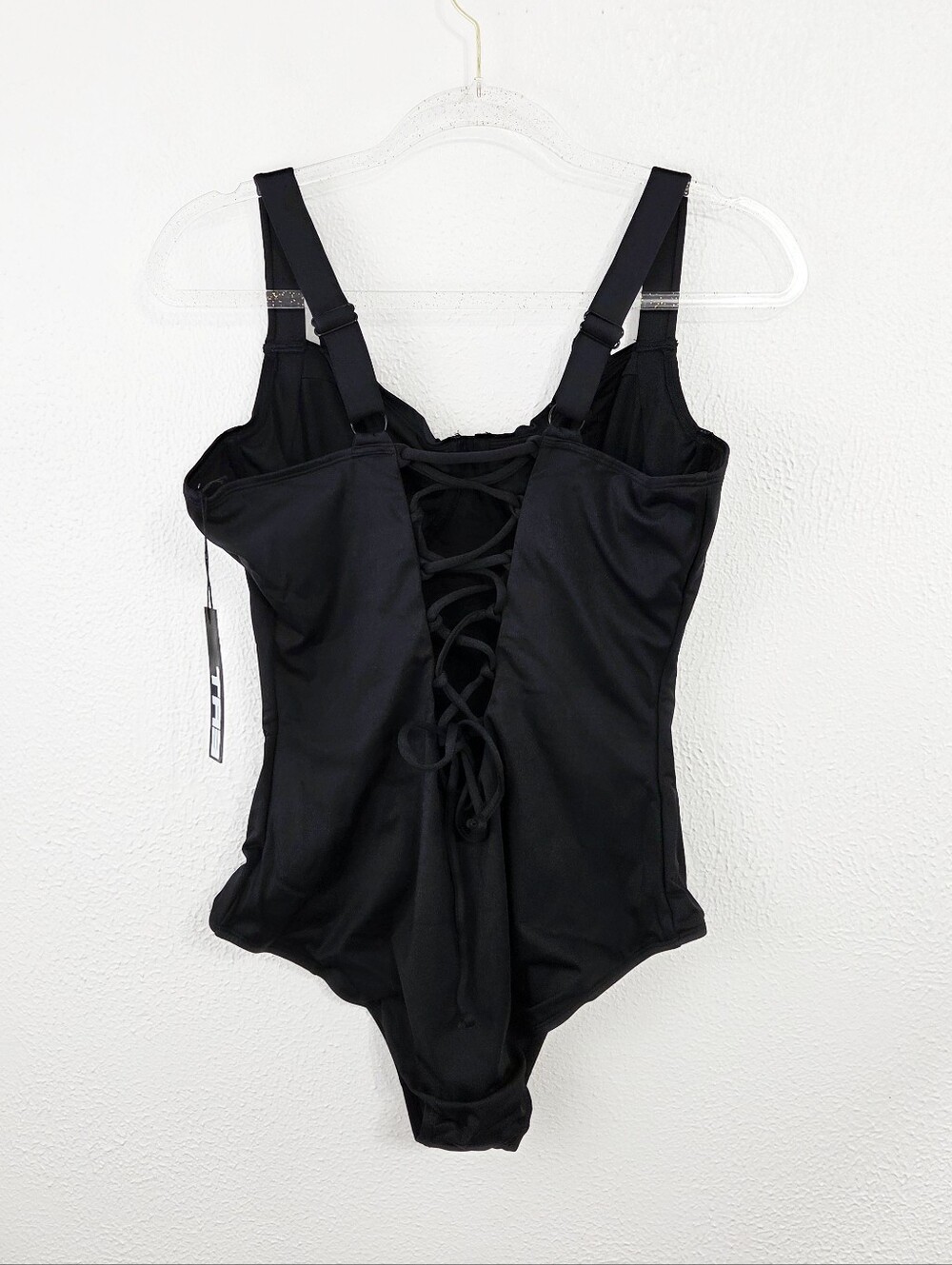 TA3 Lifty one piece swimsuit black lace up corset slimming women's XL B/C NWT - Picture 4 of 5